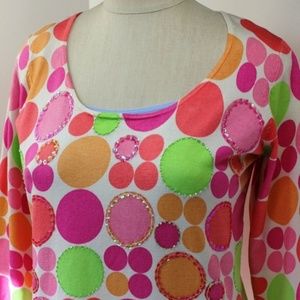 Neon Dots Sweater 75% Silk SZ PL soft clean